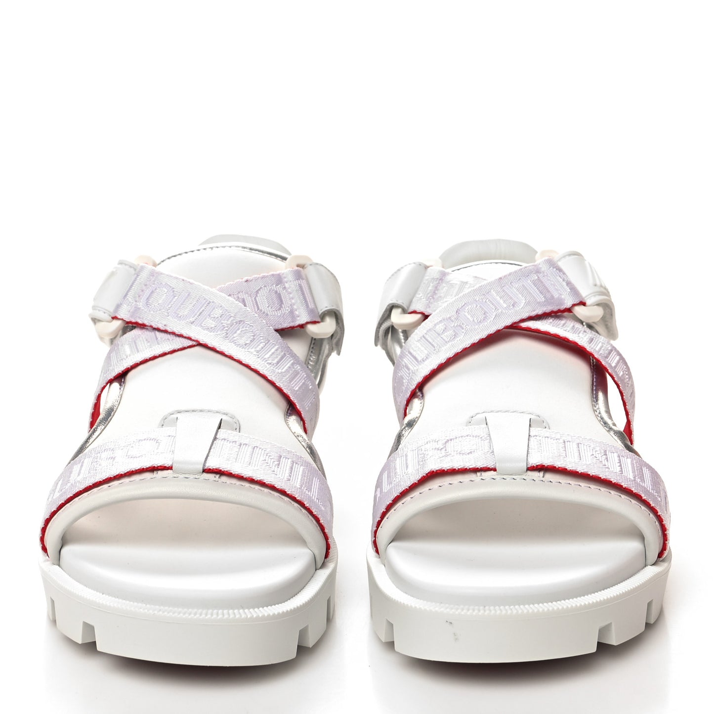 Calfskin Velcrissimo Flat Sandals 36 Blanco Silver