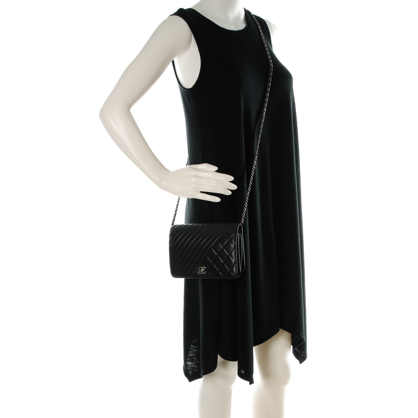 Lambskin Quilted Coco Boy Wallet On Chain WOC Black