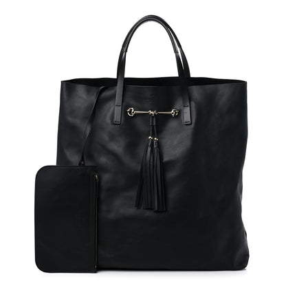 Gucci Calfskin Large Horsebit Tote Black 1 of 13
