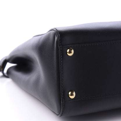 Fendi Vitello Morgan Fabric Jacquard Pequin Medium Peekaboo Iconic Satchel Black Tobacco 7 of 12
