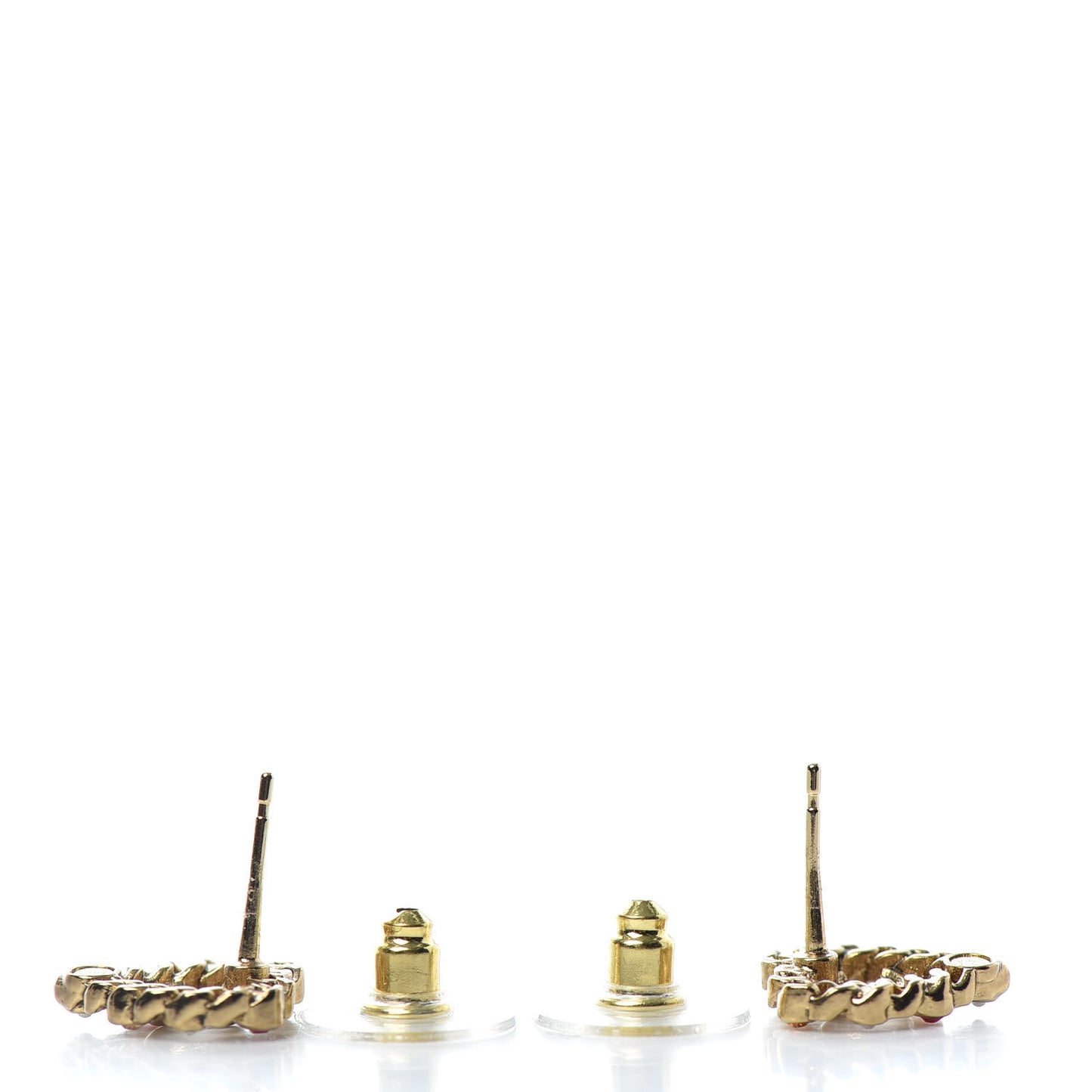 Pearl Crystal CC Heart Earrings Gold Multicolor
