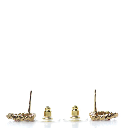Chanel Pearl Crystal CC Heart Earrings Gold Multicolor 3 of 5