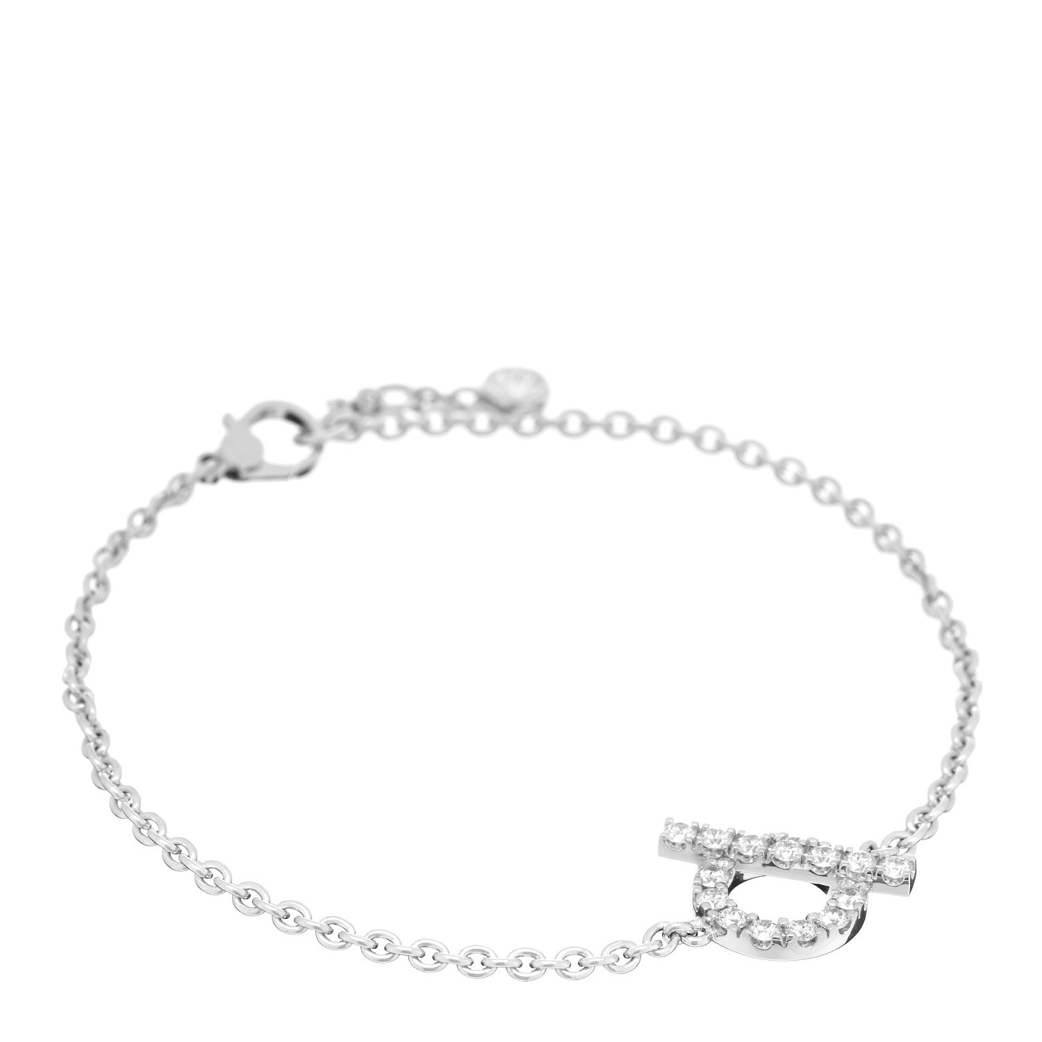 Hermes 18K White Gold Diamond Finesse Bracelet LG 1 of 4