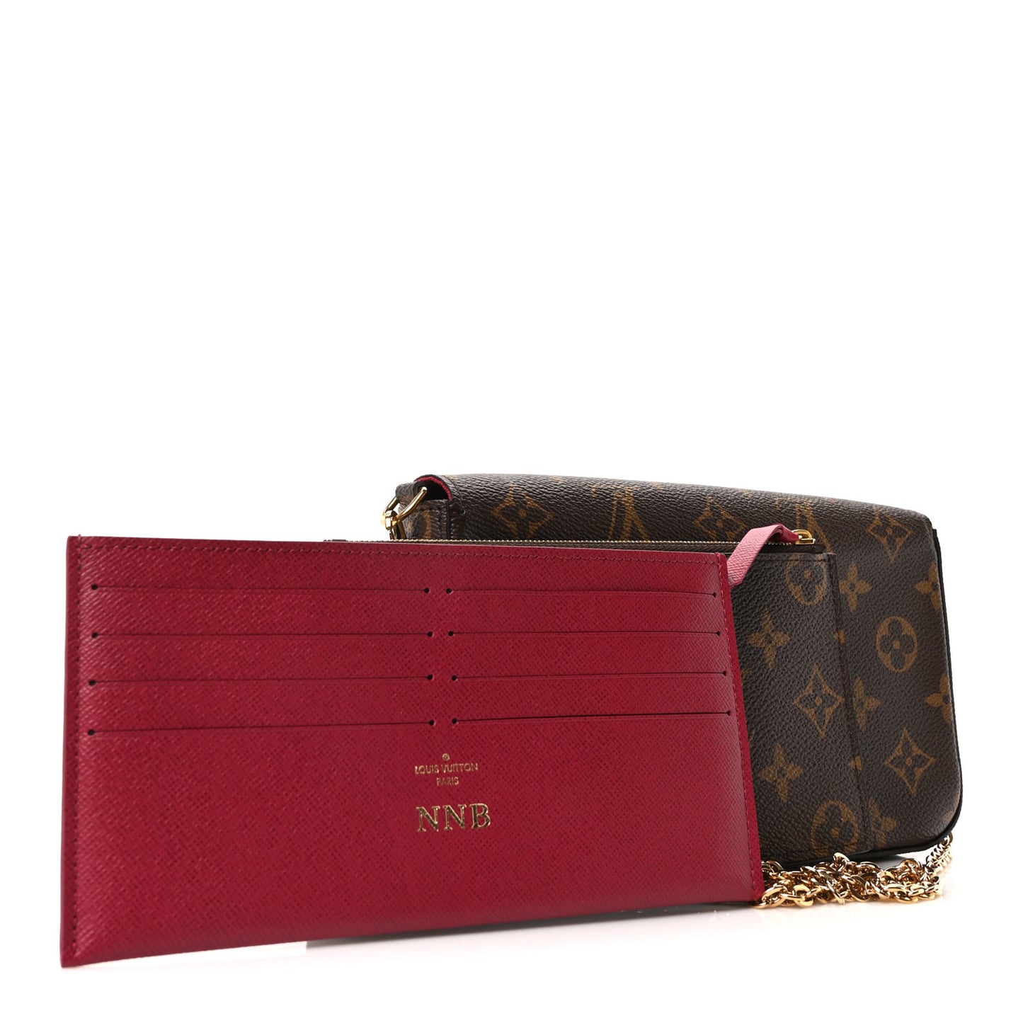 Monogram Pochette Felicie Chain Wallet Fuchsia