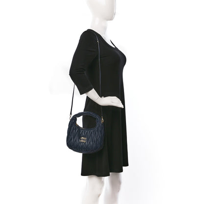 Miu Miu Nappa Matelasse Small Wander Hobo Baltico 2 of 8