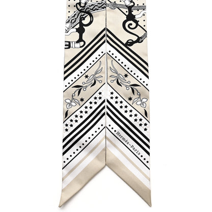 Hermes Silk Festival des Amazones Twilly Grege Black White 2 of 4