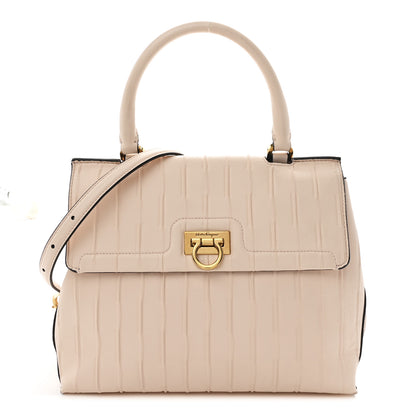 Salvatore Ferragamo Calfskin Trifolio Pinktuck Top Handle Bag Pink Lemonade 1 of 12