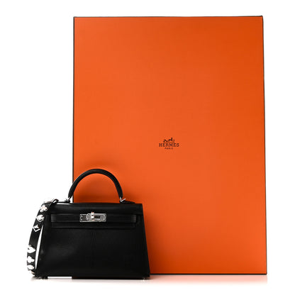 Hermes Chevre Chamkila Clou de Coeur Mini Kelly Sellier 20 Black 10 of 10