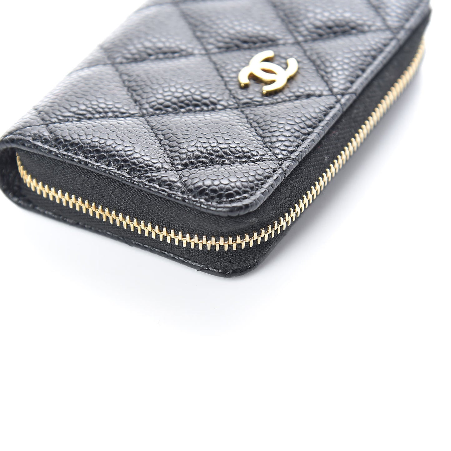 Caviar Quilted Zip Coin Purse Black