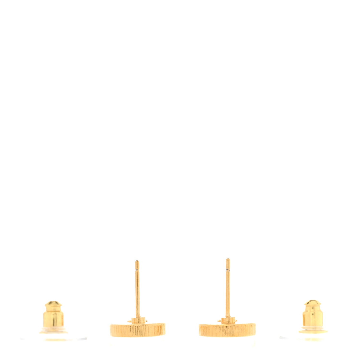 Chanel Resin CC Round Earrings Gold Black 3 of 5