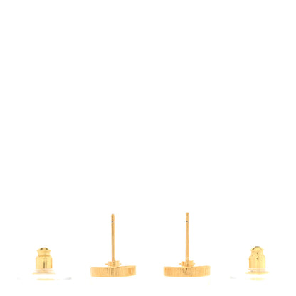 Chanel Resin CC Round Earrings Gold Black 3 of 5