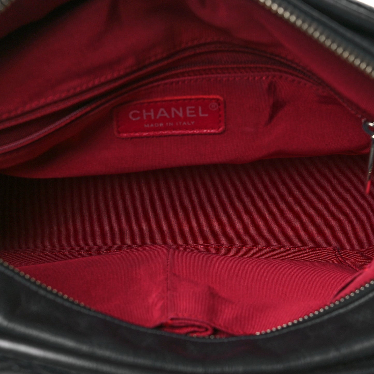 Aged Calfskin Quilted Medium Gabrielle Logo Hobo Black