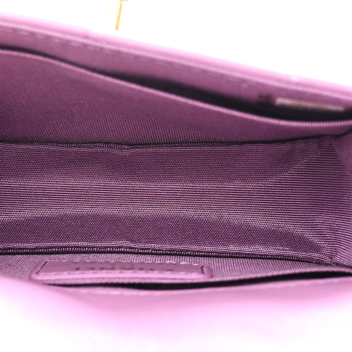 Shiny Lambskin Quilted Extra Mini Flap Purple