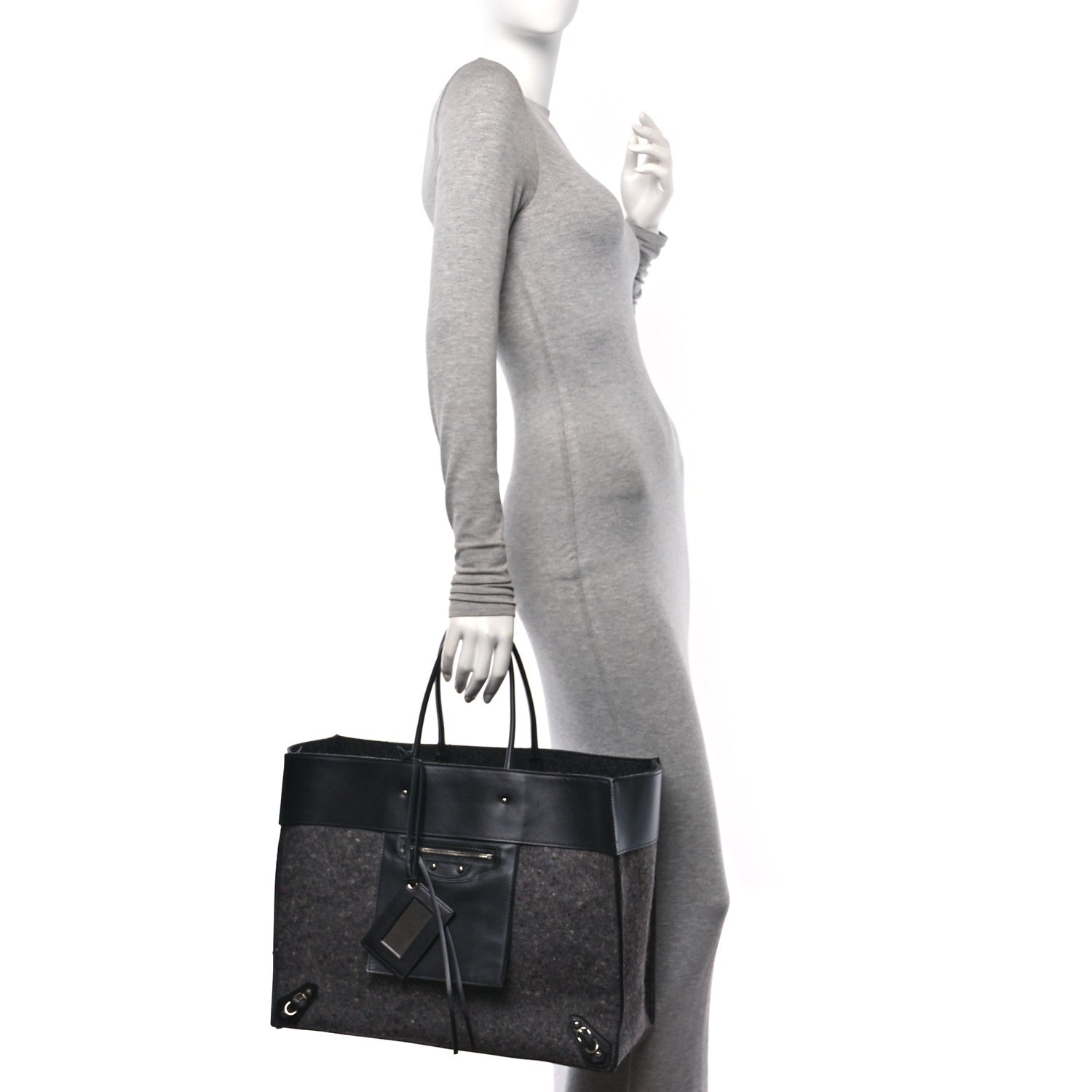 Balenciaga Felt Calfskin Papier A4 Tote Grey Black 2 of 15