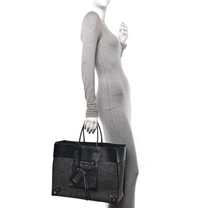 Balenciaga Felt Calfskin Papier A4 Tote Grey Black 2 of 15