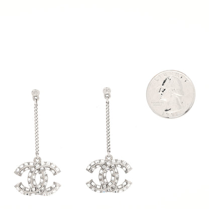 Chanel Baguette Crystal CC Drop Earrings Silver 2 of 3