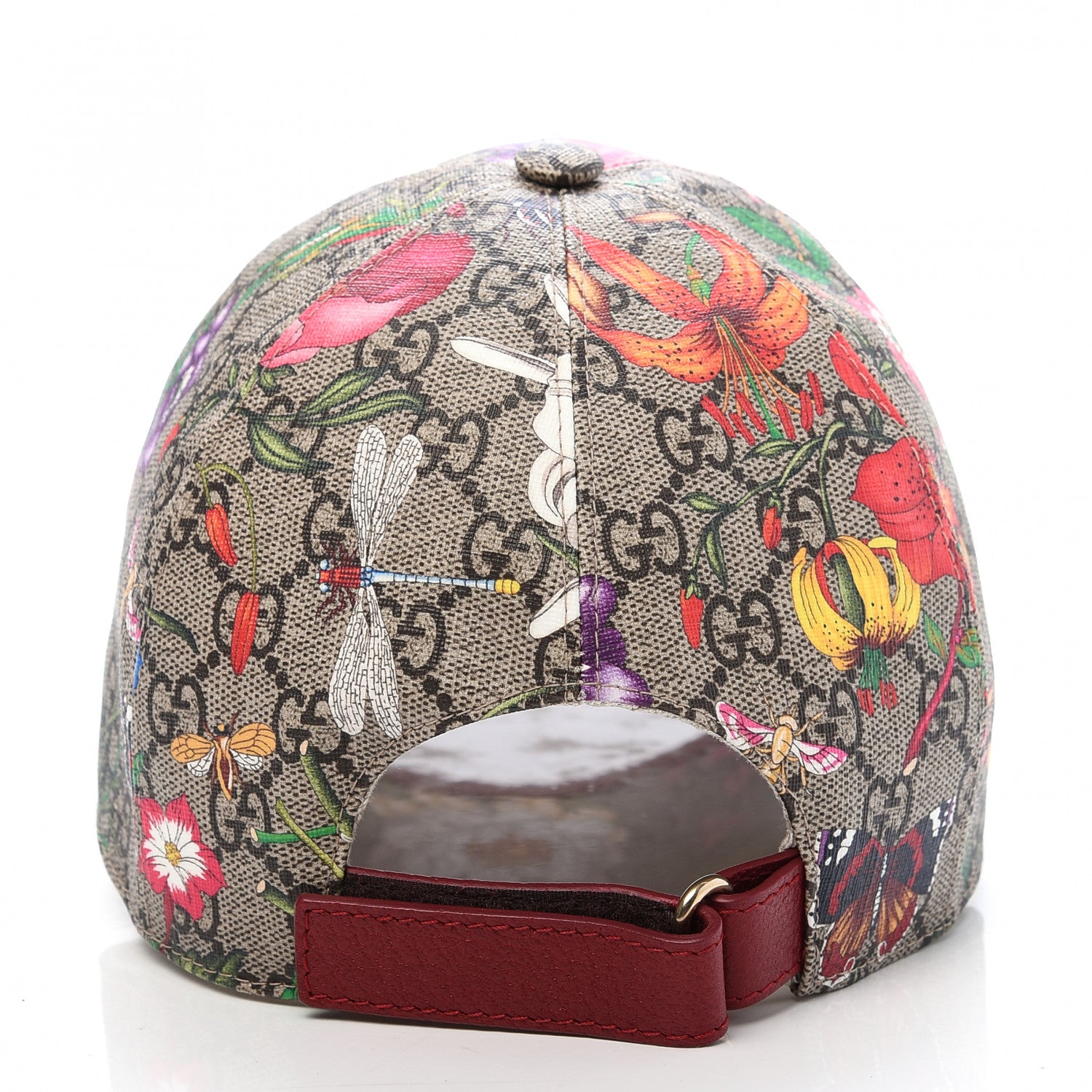 Gucci GG Supreme Monogram Flora Baseball Hat 56 S Red 5 of 8