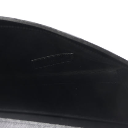 Saint Laurent Grain De Poudre Matelasse Chevron Monogram Envelope Clutch Black 5 of 7