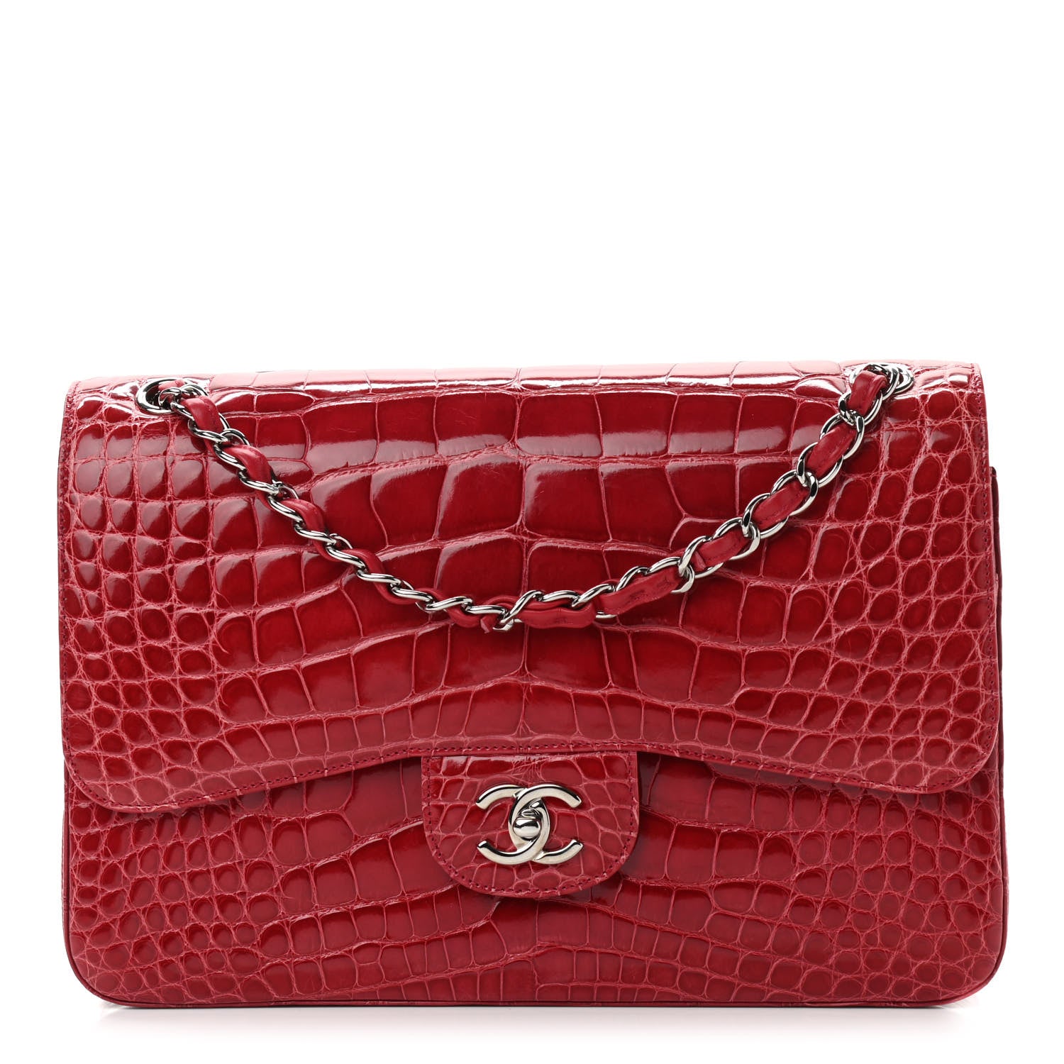 Chanel Alligator Jumbo Double Flap Red 1 of 13