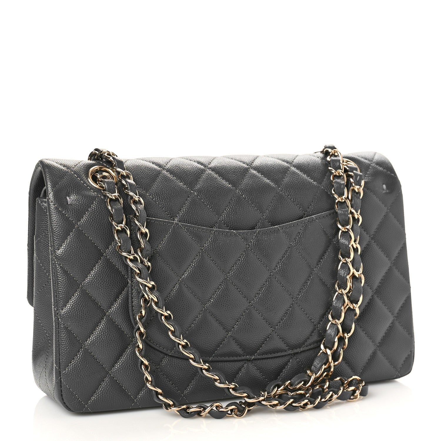 Chanel Caviar Quilted Medium Double Flap Dark Grey 3 of 9