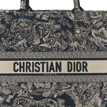 Christian Dior Canvas Embroidered Large Dioriviera Toile De Jouy Reverse Book Tote Blue 8 of 13
