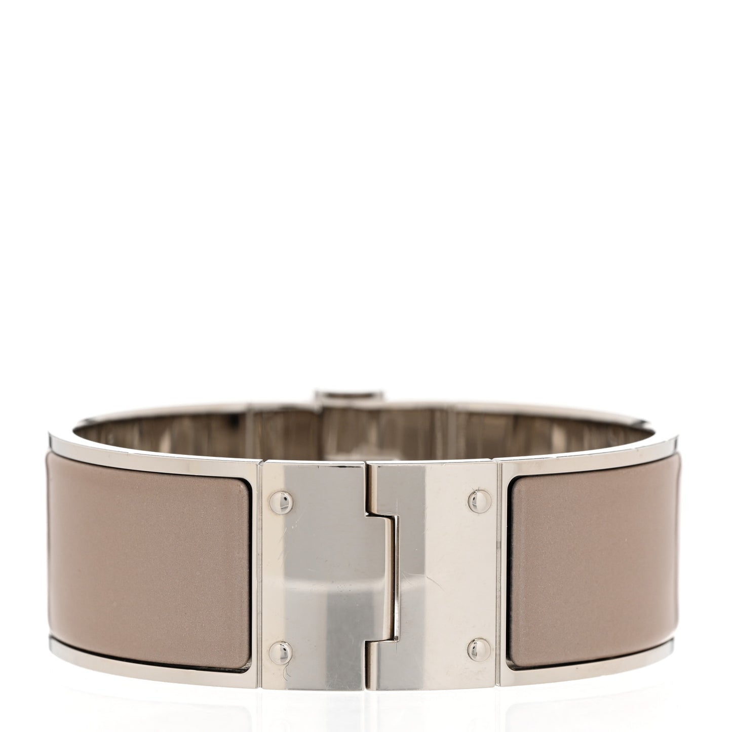 Enamel Charniere Uni Wide Hinged Bracelet M Marron Glace