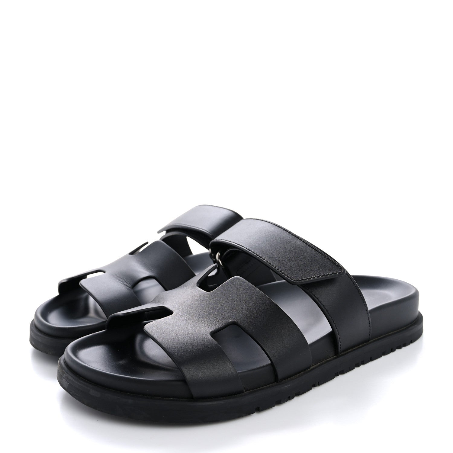 Hermes Calfskin Womens Chypre Sandals 36.5 Black 4 of 12