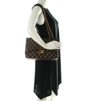 Chanel Lambskin Quilted Jumbo Single Flap Dark Brown 2 of 7