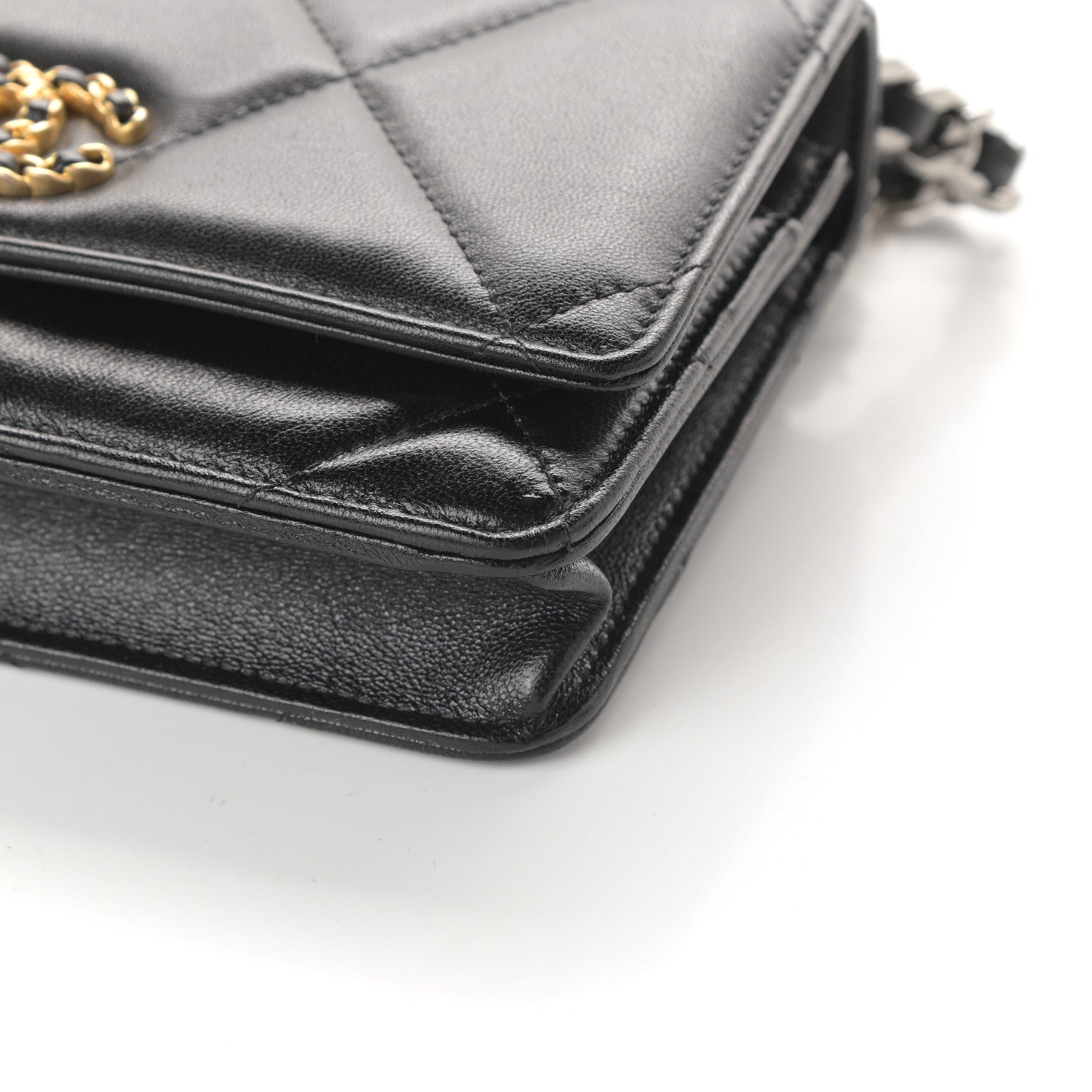 Chanel Lambskin Quilted Chanel 19 Wallet On Chain WOC Black 10 of 10