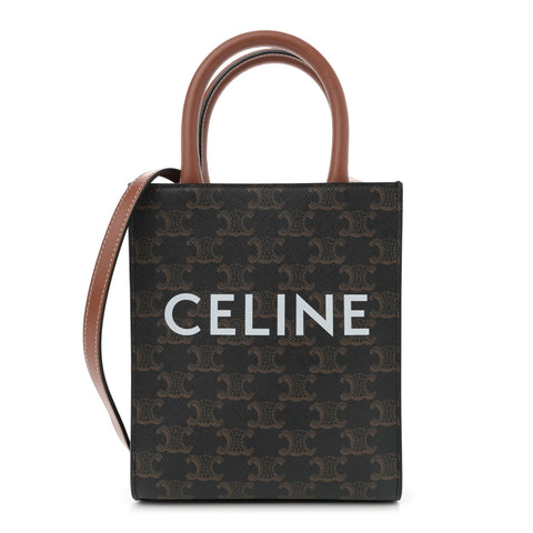 Triomphe Canvas Calfskin Mini Vertical Cabas Tan