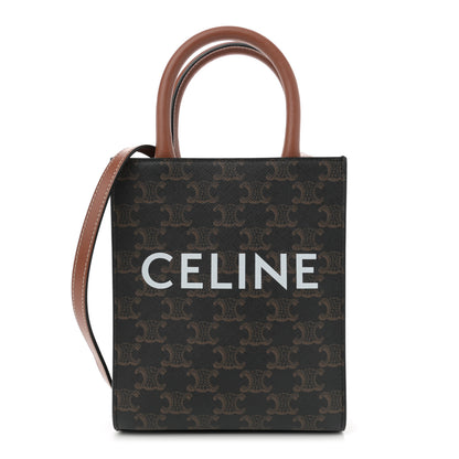 Celine Triomphe Canvas Calfskin Mini Vertical Cabas Tan 1 of 9