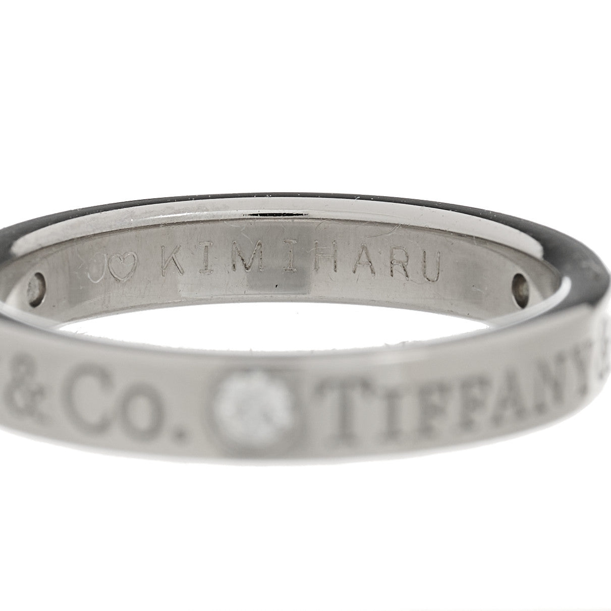 Tiffany Platinum Diamond Logo Band Ring 47 4.25 6 of 8