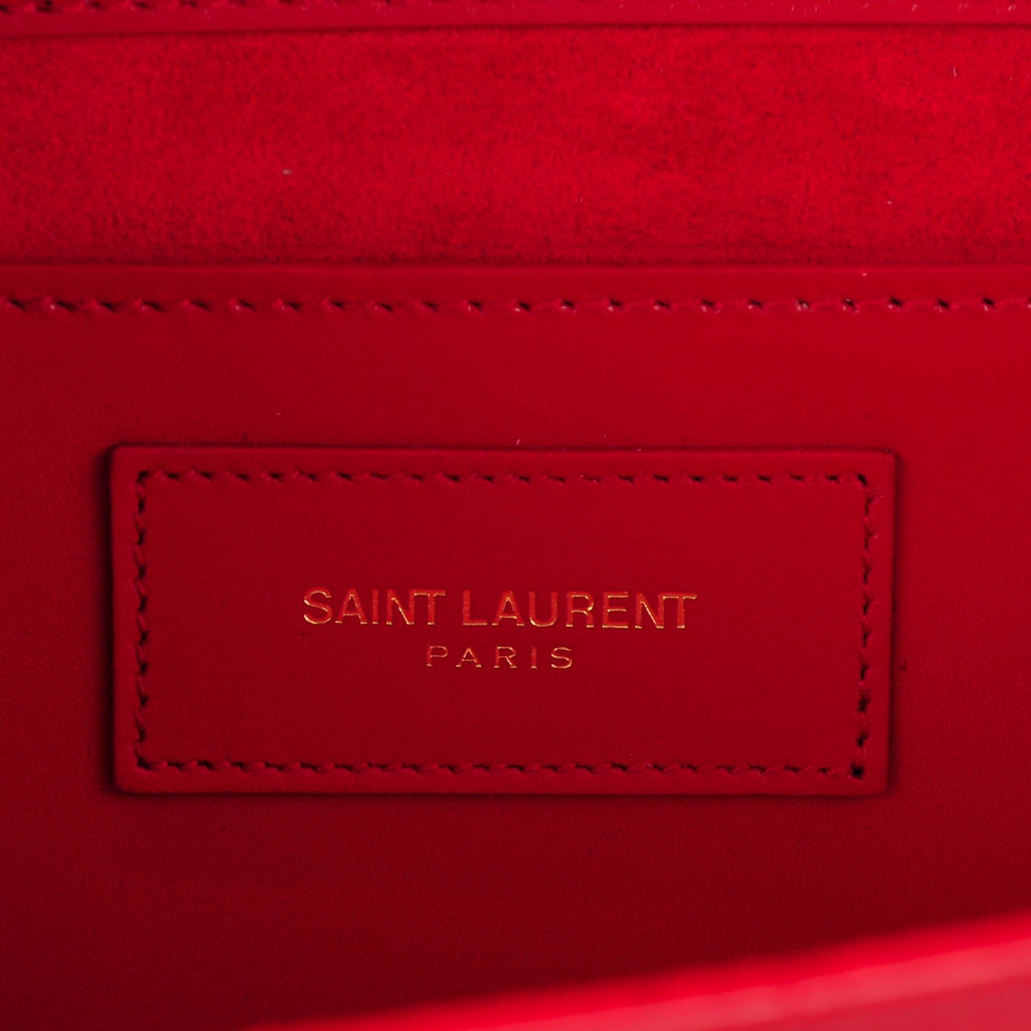 Saint Laurent Calfskin Classic Monogram Clutch Rouge Orient 6 of 8