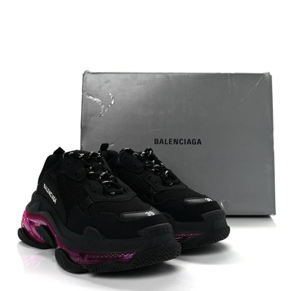 Balenciaga Fabric Mesh Clear Sole Womens Triple S Sneakers 39 Black Pink Neon 7 of 7