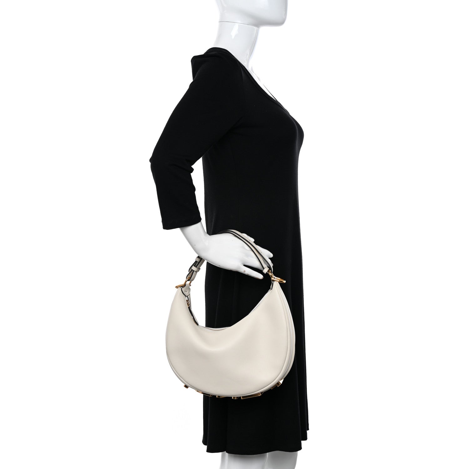 Fendi Vitello Grace Matte Small Fendigraphy Hobo Bag White Ice 2 of 10