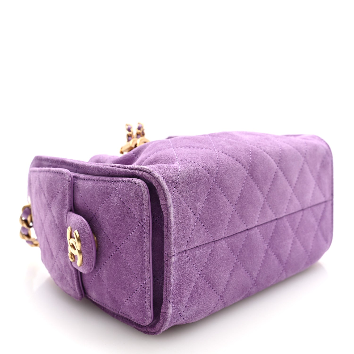 Chanel Suede Quilted Mini Chanel 25 Handbag Purple 4 of 10