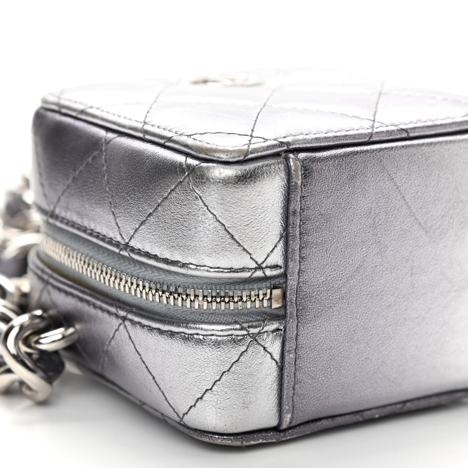 Chanel Gradient Metallic Lambskin Quilted Like A Wallet Clutch With Chain Silver Purple 9 of 12