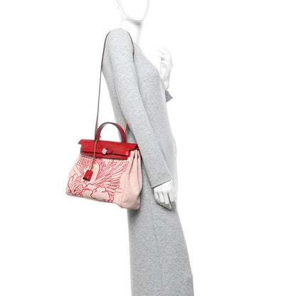 Hermes Vache Hunter Toile Pegase Pop Herbag Zip Retourne 31 PM Rouge Piment 2 of 11