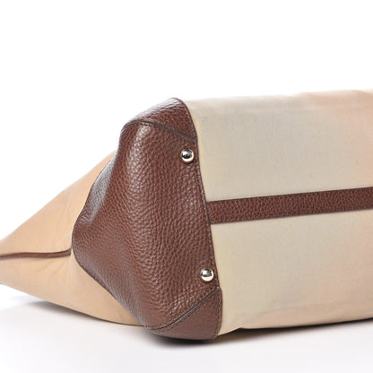 Burberry Canvas Calfskin Logo Tote Brown 5 of 15
