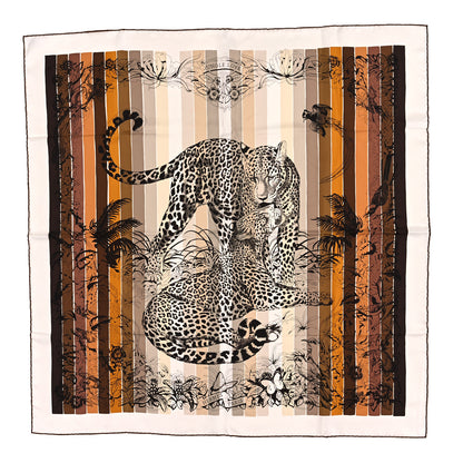 Hermes Silk Jungle Love Rainbow Scarf 90 Marron Beige White 2 of 4