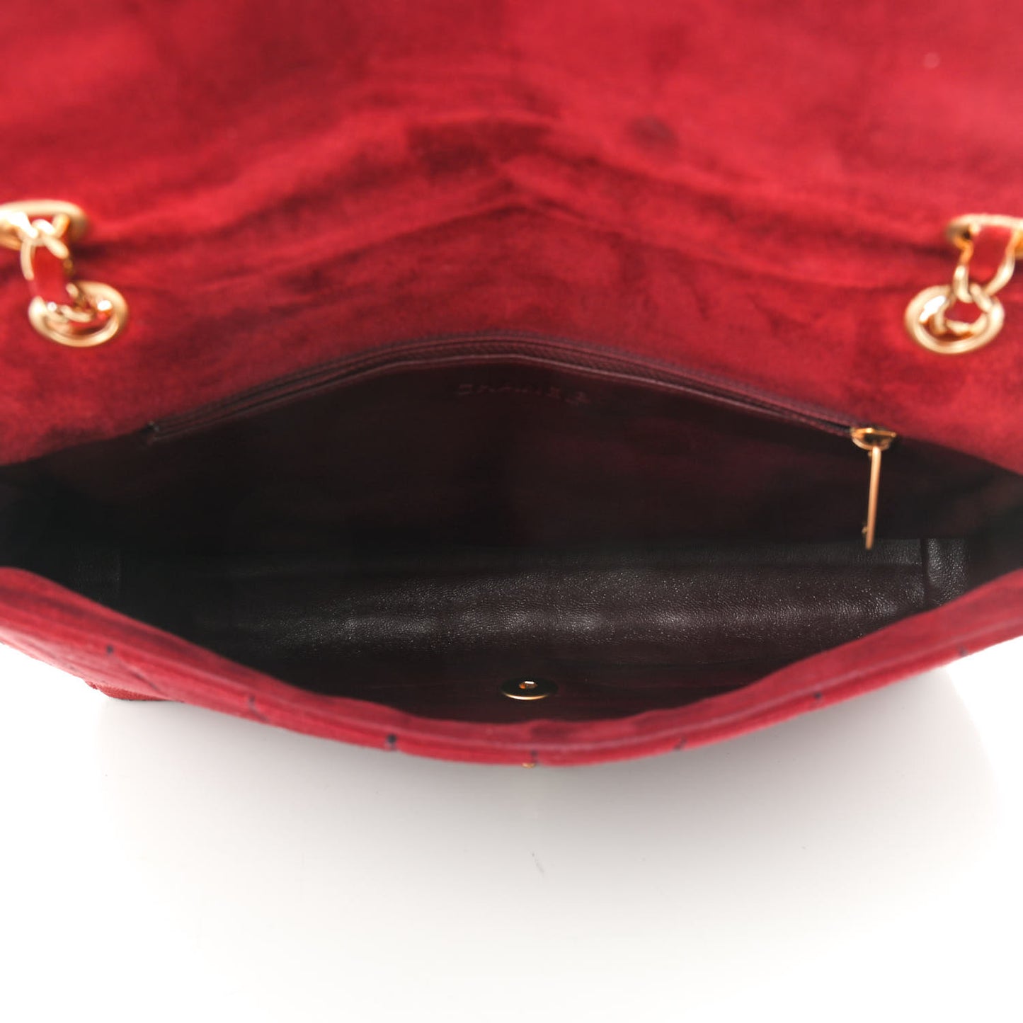 Suede Square Stitched Jumbo Single Flap Red