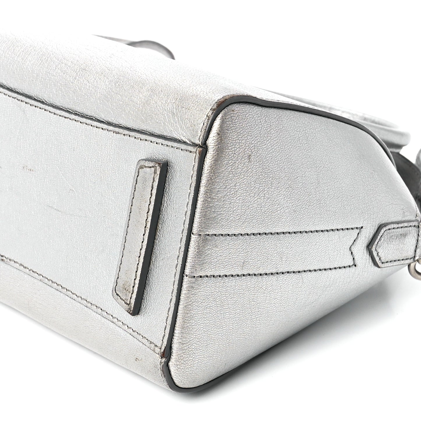 Metallic Sugar Goatskin Mini Antigona Silver