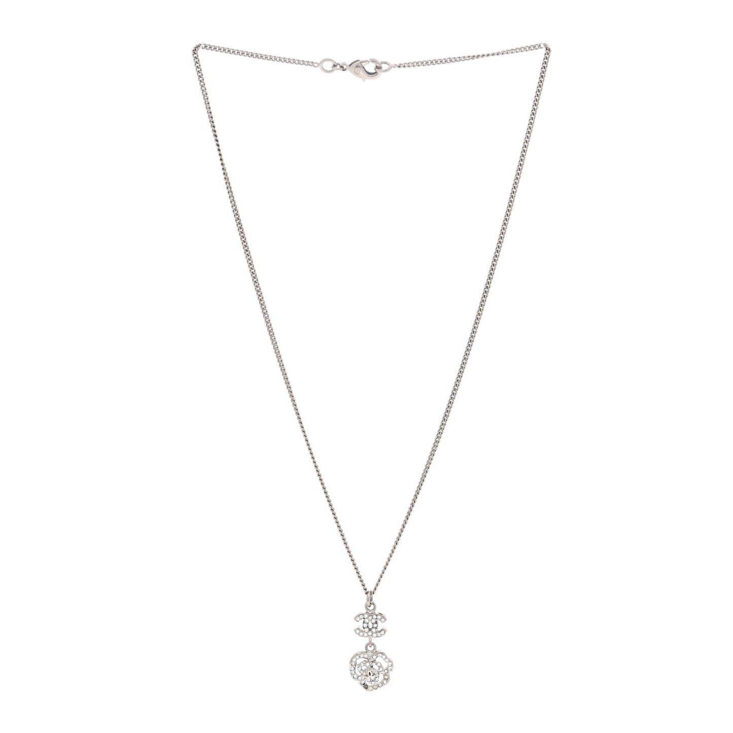 Crystal CC Camellia Necklace Silver