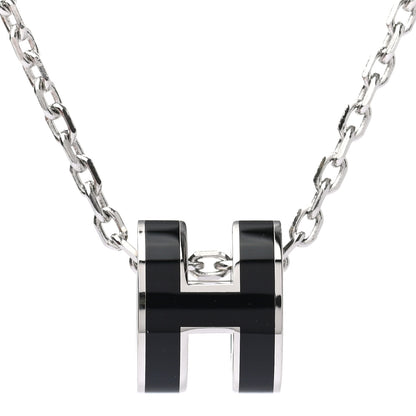 Hermes Lacquered Palladium Mini Pop H Pendant Necklace Black 4 of 6