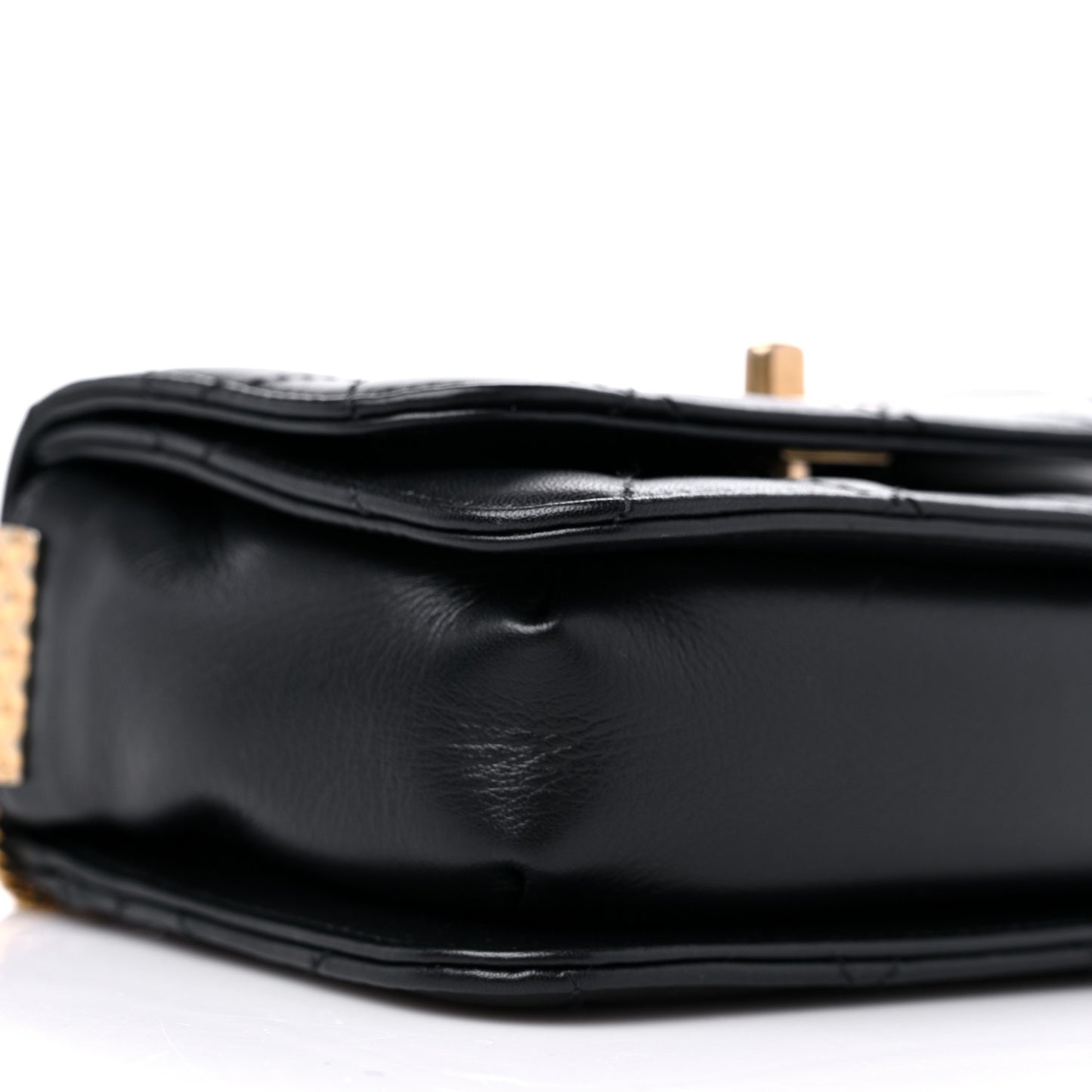 Lambskin Quilted Small Multiple Chain Flap Black