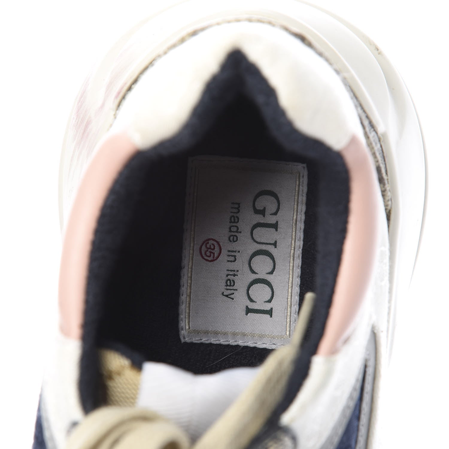 Gucci GG Supreme Monogram Mix Monogram Womens Rhyton Sneakers 35 London Blue Beige Pale Pink 7 of 12