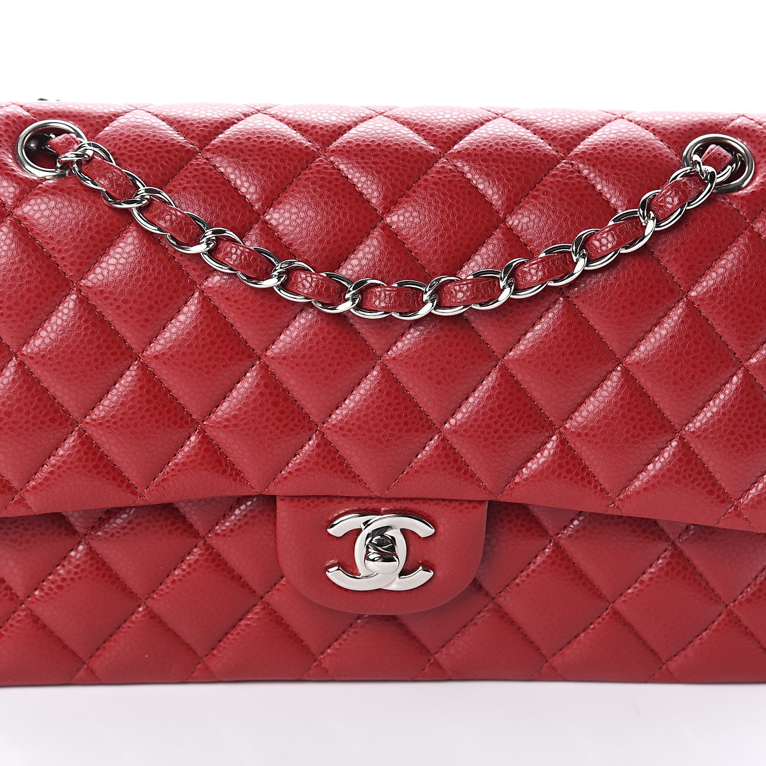 Chanel Caviar Quilted Medium Double Flap Red 7 of 9