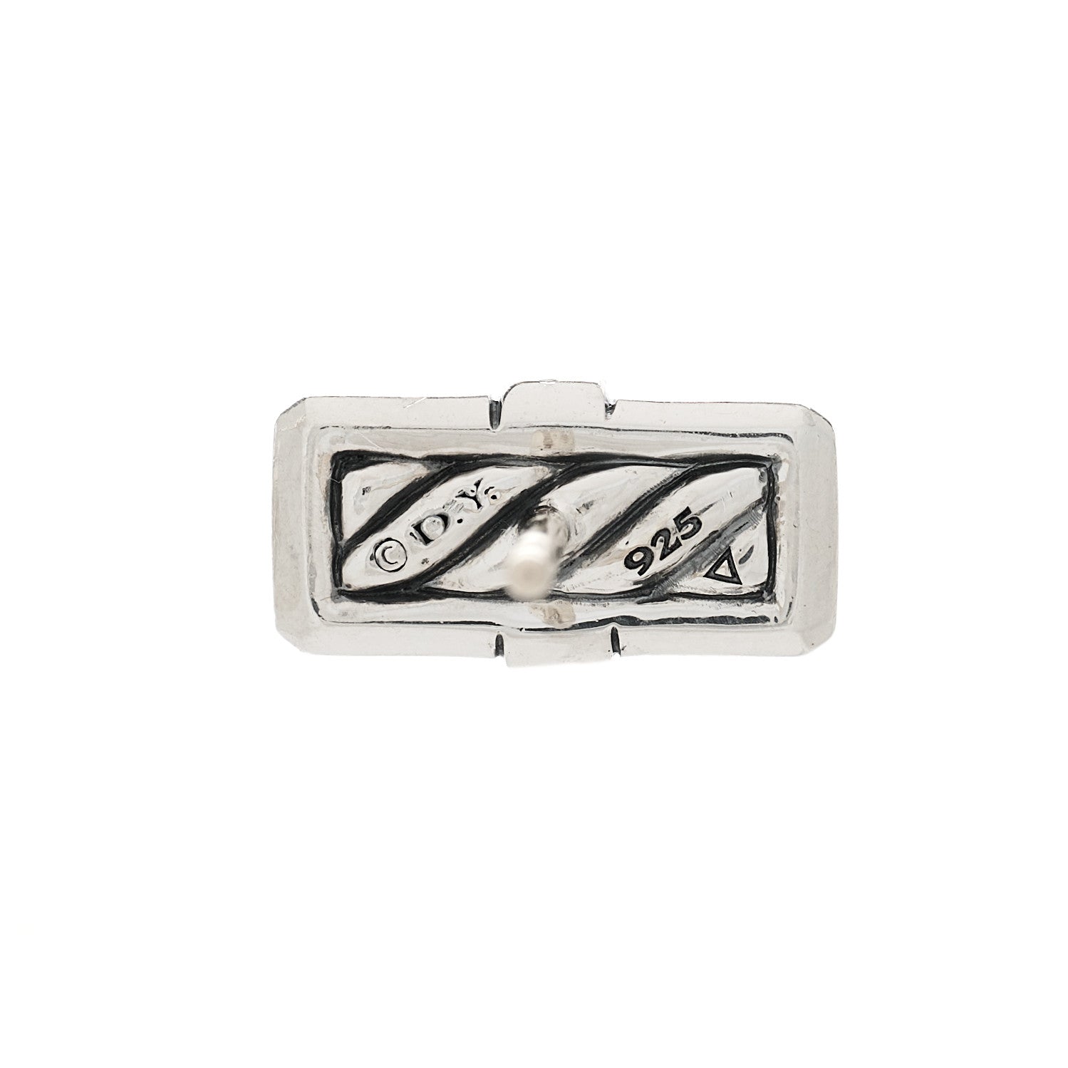 David Yurman Sterling Silver Diamond Lexington Barrel Earrings 4 of 4