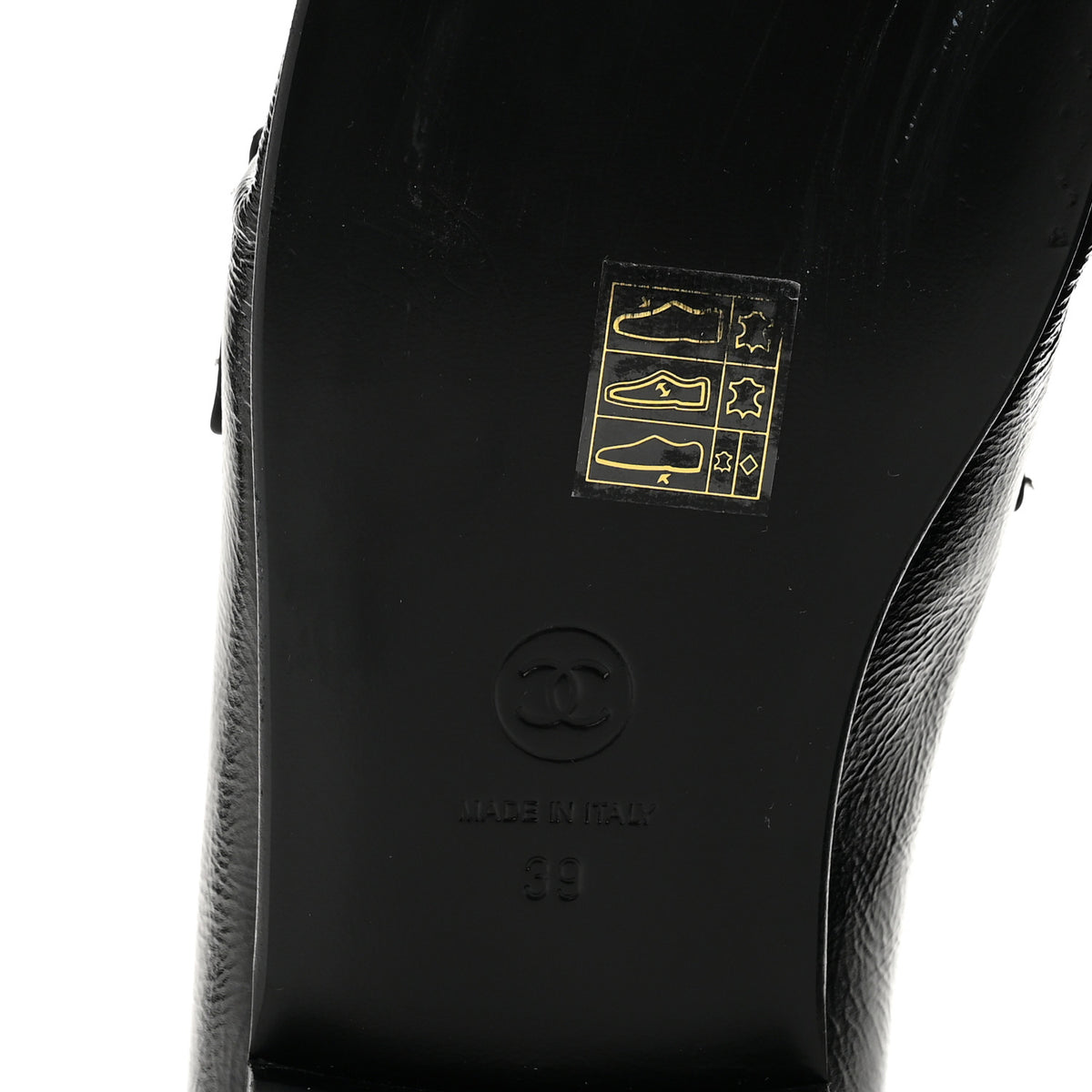 Chanel Crumpled Shiny Lambskin CC Mocassin Loafers 39 Black 7 of 10