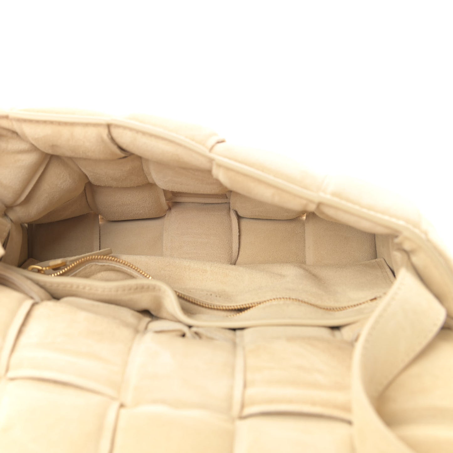 Suede Calfskin Maxi Intrecciato Padded Cassette Crossbody Bag Sand